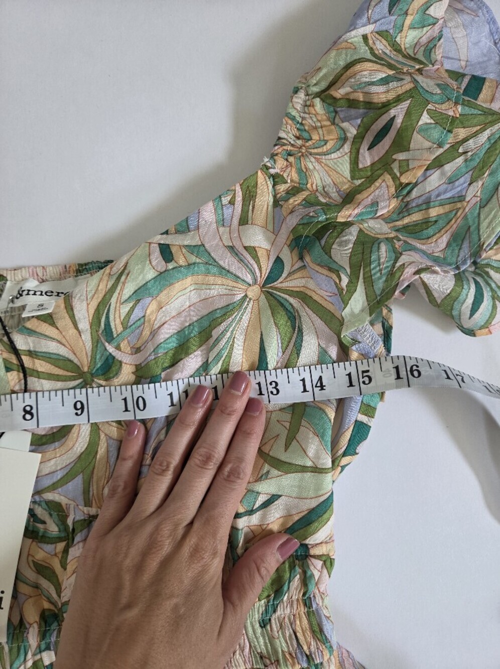 NWT &merci v neck flutter sleeve pastel floral tiered skirt cutout smock back S - Picture 12 of 14